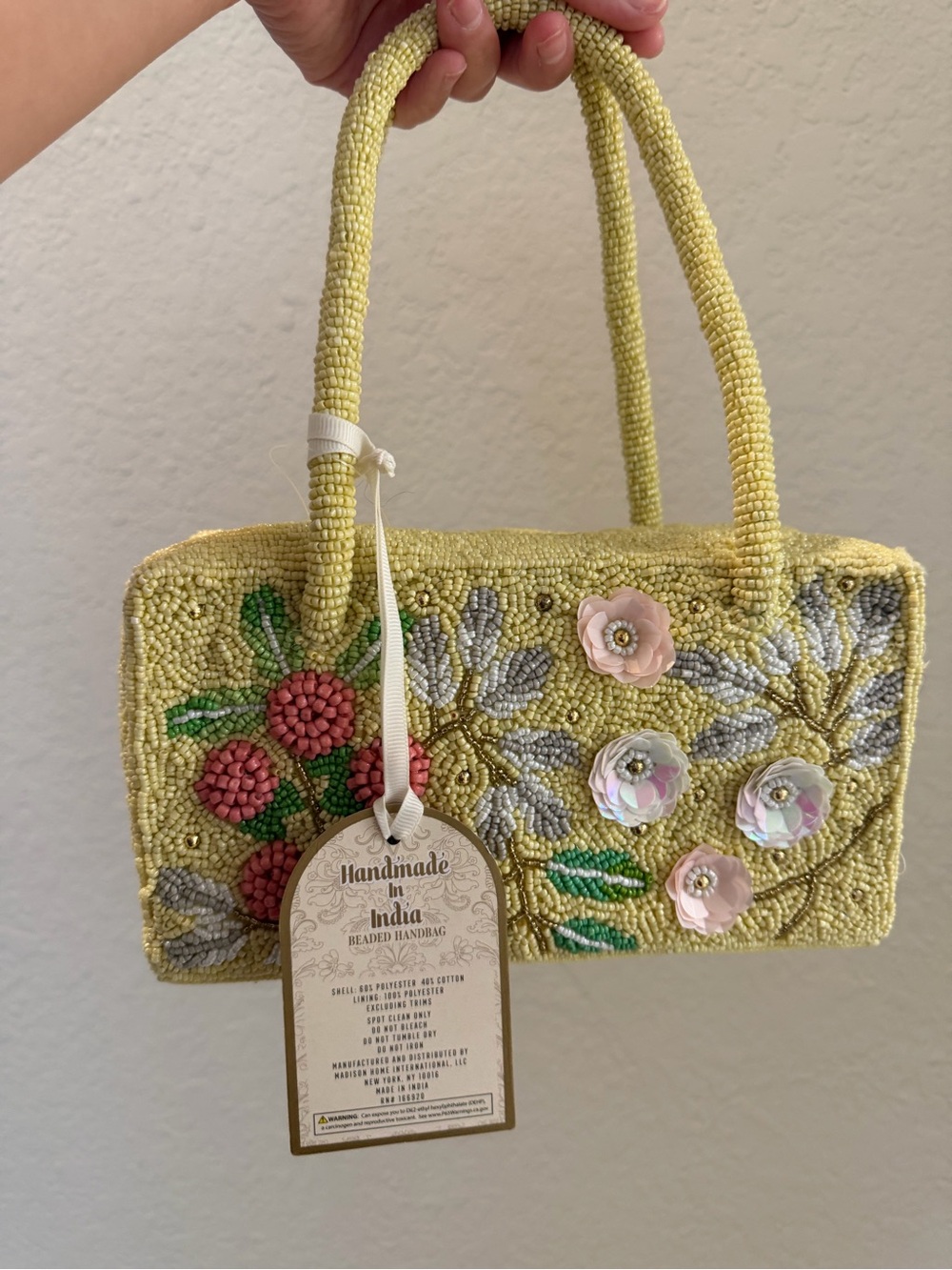 Viral Yellow Floral Beaded Box Style Shoulder Bag New Release - Picture 4 of 4